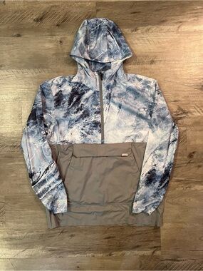 Habit Anorak Pullover Windbreaker Mens Large Mossy Oak blue 1/2 zip Hooded